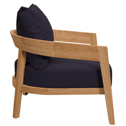 Brisbane 3-Piece Teak Wood Outdoor Patio Set - Natural Navy