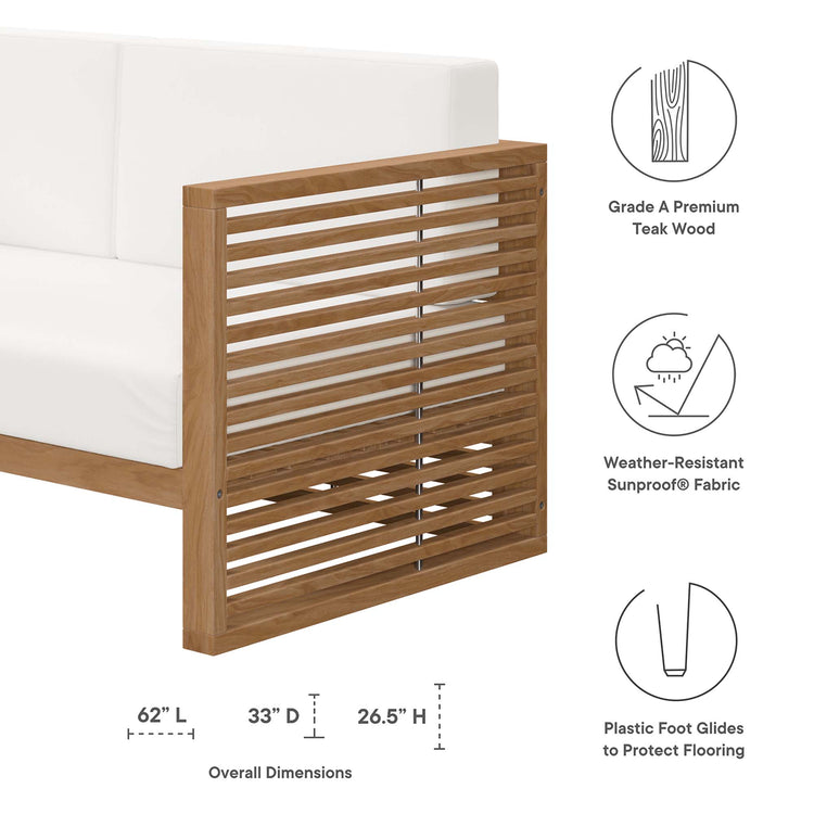 Carlsbad 6-Piece Teak Wood Outdoor Patio Set - Natural White