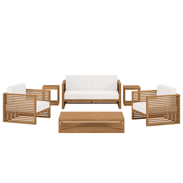 Carlsbad 6-Piece Teak Wood Outdoor Patio Set - Natural White