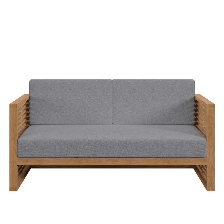 Carlsbad 3-Piece Teak Wood Outdoor Patio Set - Natural Gray