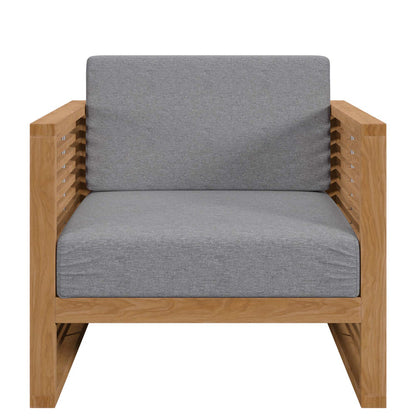 Carlsbad 3-Piece Teak Wood Outdoor Patio Set - Natural Gray