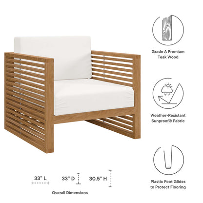 Carlsbad 3-Piece Teak Wood Outdoor Patio Set - Natural White
