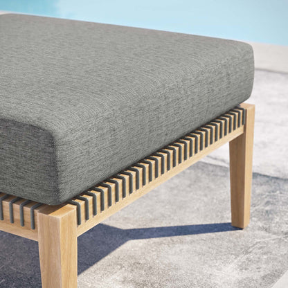 Clearwater Outdoor Patio Teak Wood Ottoman - Gray Graphite