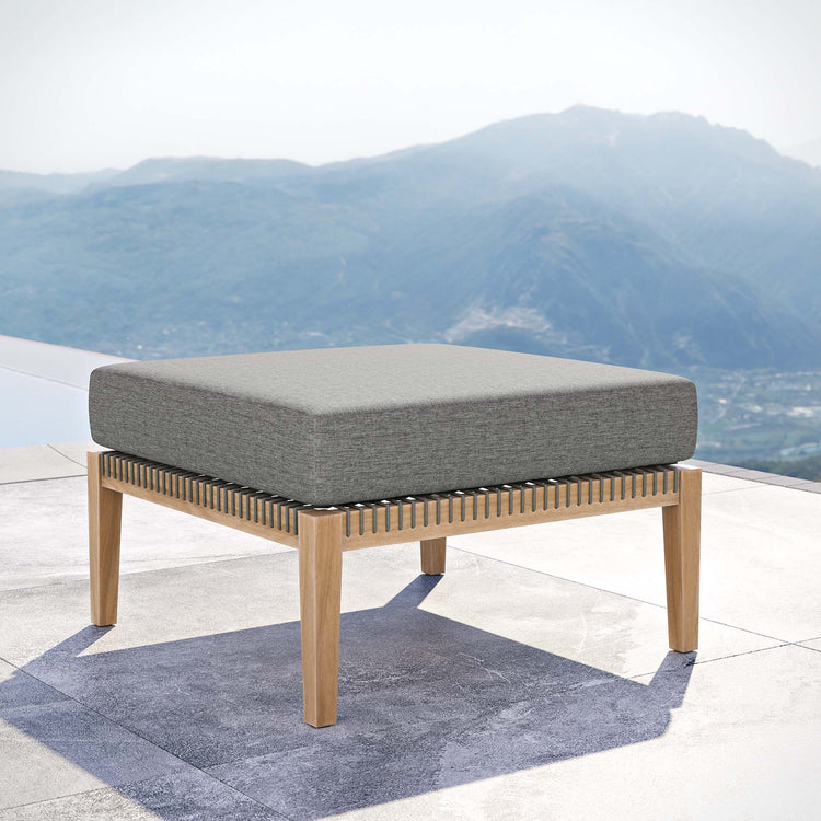 Clearwater Outdoor Patio Teak Wood Ottoman - Gray Graphite