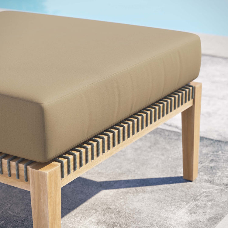 Clearwater Outdoor Patio Teak Wood Ottoman - Gray Light Brown