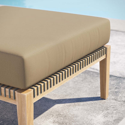 Clearwater Outdoor Patio Teak Wood Ottoman - Gray Light Brown