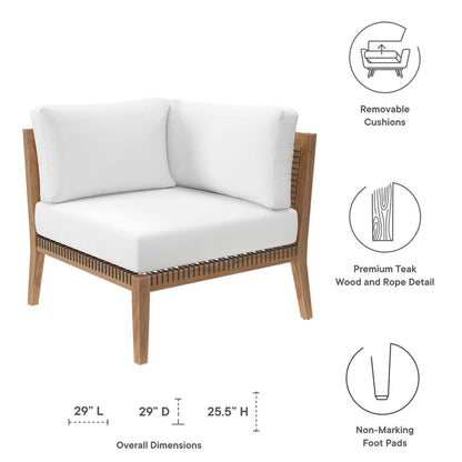Clearwater Outdoor Patio Teak Wood Corner Chair - Gray White
