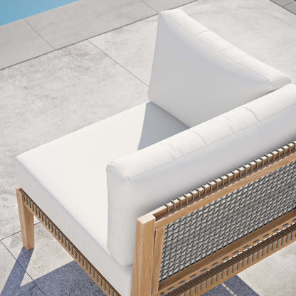 Clearwater Outdoor Patio Teak Wood Corner Chair - Gray White