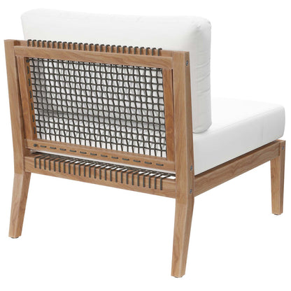 Clearwater Outdoor Patio Teak Wood Armless Chair - Gray White