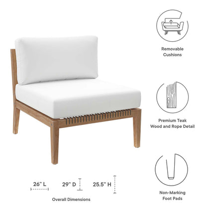 Clearwater Outdoor Patio Teak Wood Armless Chair - Gray White