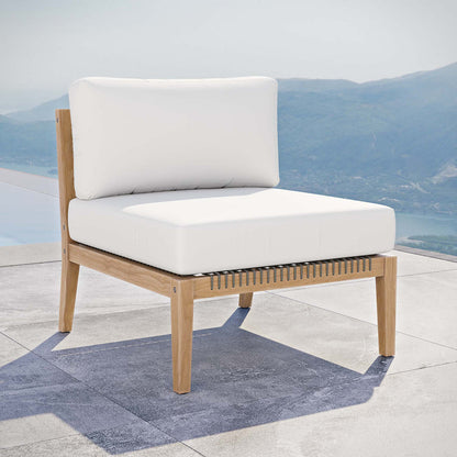 Clearwater Outdoor Patio Teak Wood Armless Chair - Gray White
