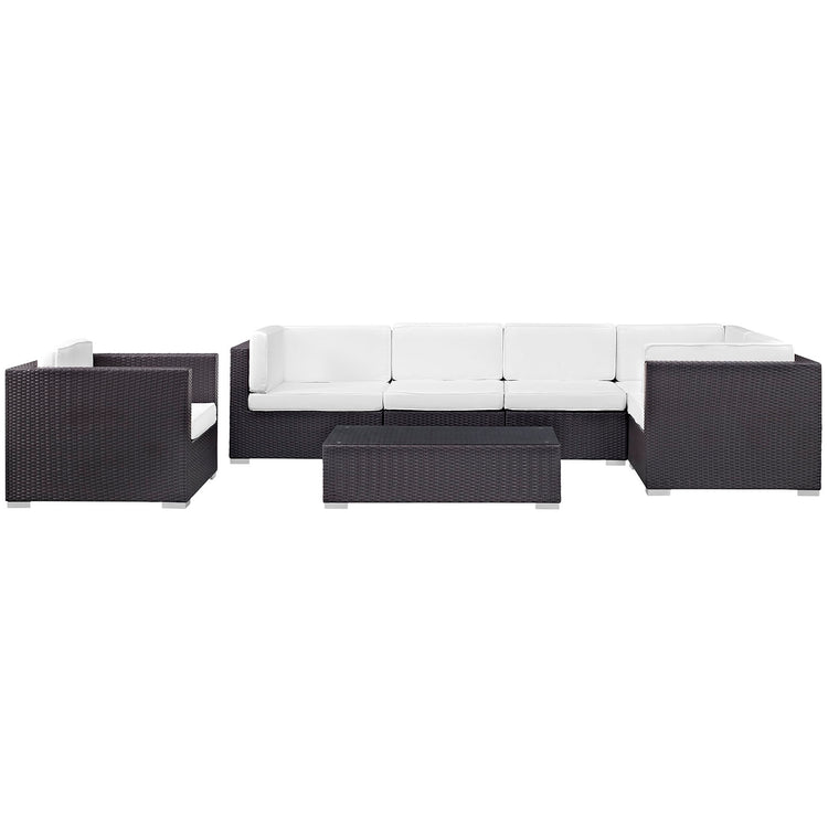Corona 7 Piece Outdoor Patio Sectional Set - Espresso White