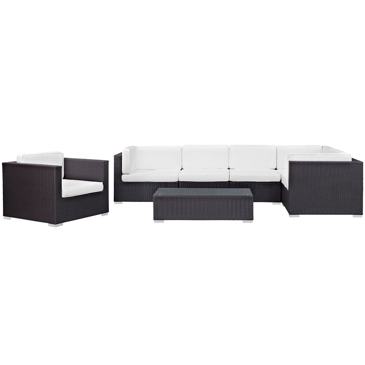 Corona 7 Piece Outdoor Patio Sectional Set - Espresso White