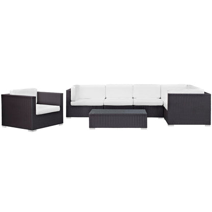 Corona 7 Piece Outdoor Patio Sectional Set - Espresso White