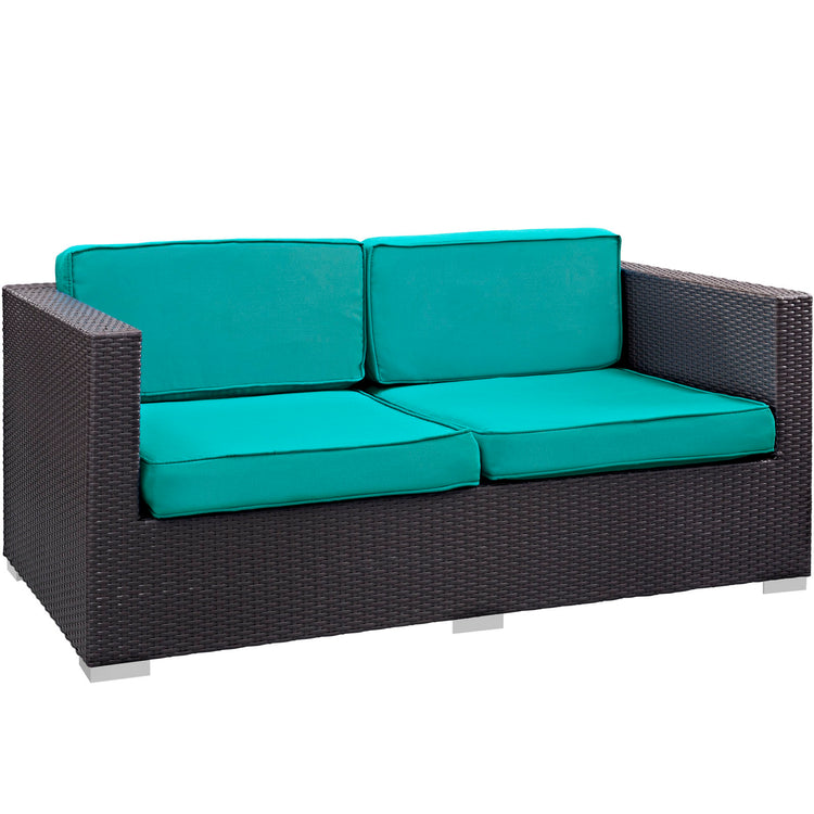 Venice 8 Piece Outdoor Patio Sofa Set - Espresso Turquoise