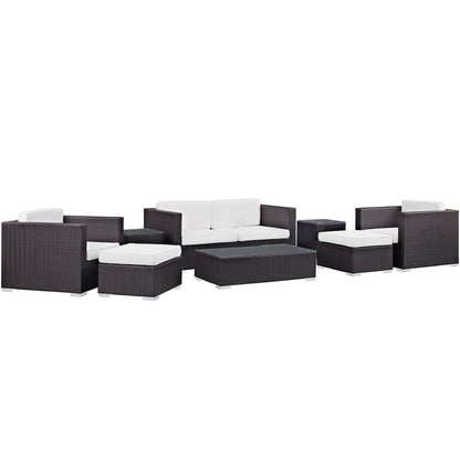 Venice 8 Piece Outdoor Patio Sofa Set - Espresso White