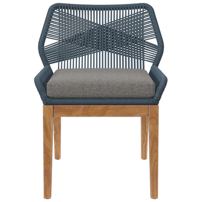 Wellspring 5-Piece Outdoor Patio Teak Wood Dining Set - Blue Graphite