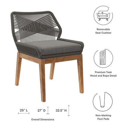 Wellspring 5-Piece Outdoor Patio Teak Wood Dining Set - Gray Graphite