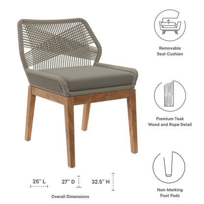 Wellspring 5-Piece Outdoor Patio Teak Wood Dining Set - Light Gray Greige