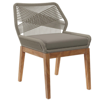 Wellspring 5-Piece Outdoor Patio Teak Wood Dining Set - Light Gray Greige