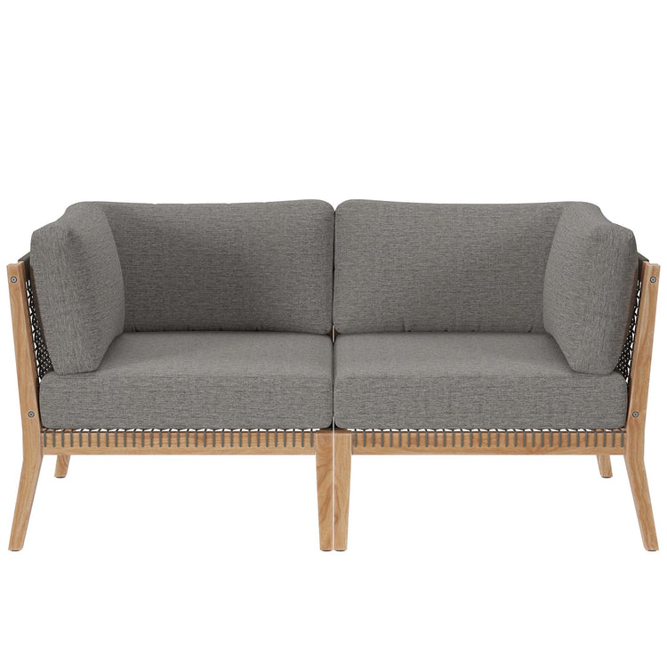Clearwater Outdoor Patio Teak Wood Loveseat - Gray Graphite