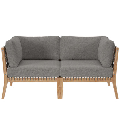 Clearwater Outdoor Patio Teak Wood Loveseat - Gray Graphite