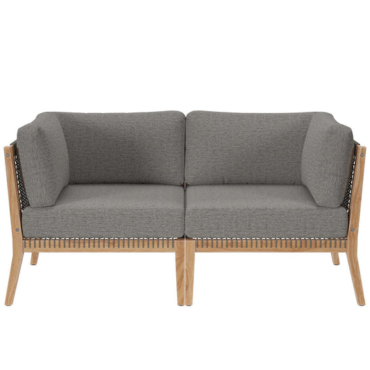 Clearwater Outdoor Patio Teak Wood Loveseat - Gray Graphite