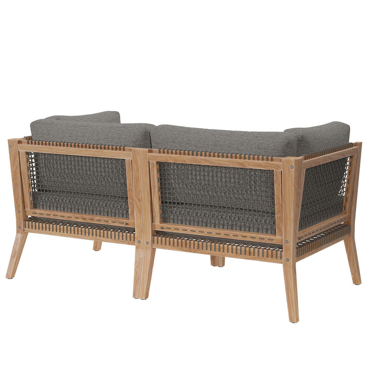 Clearwater Outdoor Patio Teak Wood Loveseat - Gray Graphite