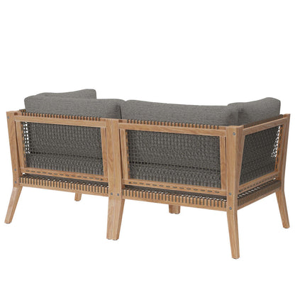 Clearwater Outdoor Patio Teak Wood Loveseat - Gray Graphite