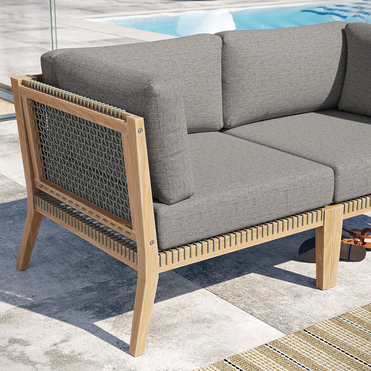 Clearwater Outdoor Patio Teak Wood Loveseat - Gray Graphite