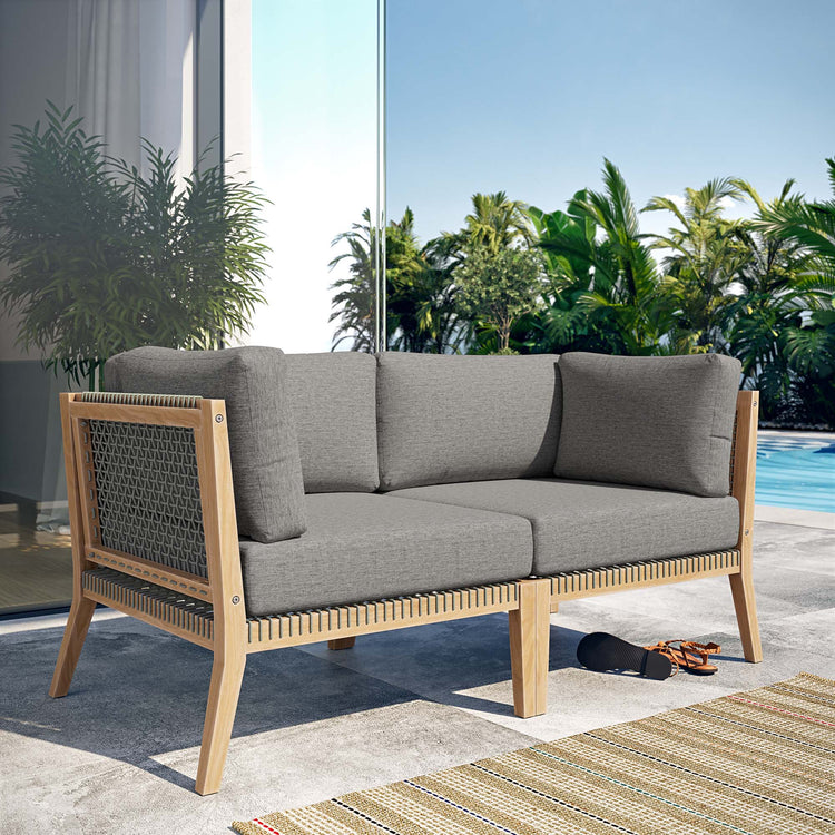 Clearwater Outdoor Patio Teak Wood Loveseat - Gray Graphite