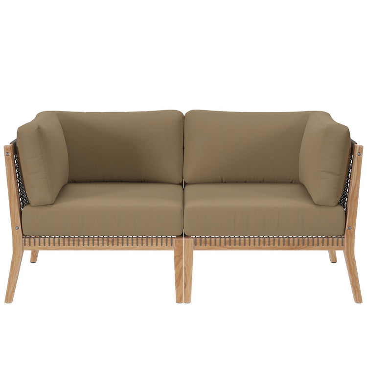 Clearwater Outdoor Patio Teak Wood Loveseat - Gray Light Brown