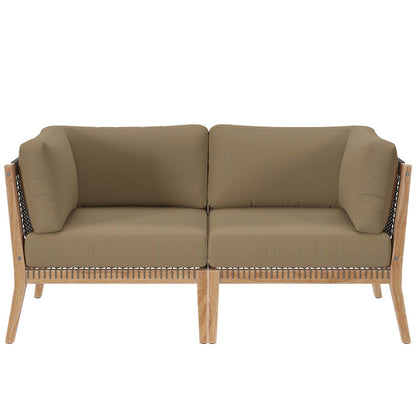 Clearwater Outdoor Patio Teak Wood Loveseat - Gray Light Brown