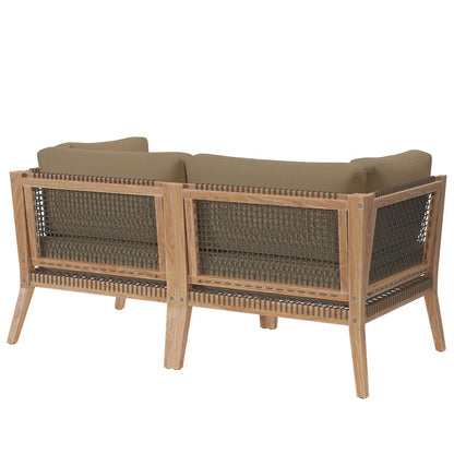 Clearwater Outdoor Patio Teak Wood Loveseat - Gray Light Brown