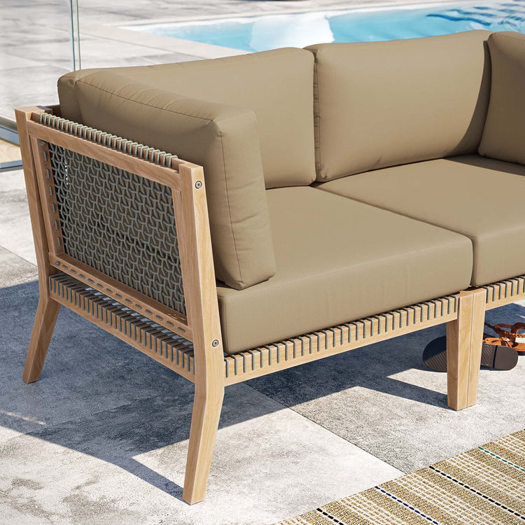 Clearwater Outdoor Patio Teak Wood Loveseat - Gray Light Brown