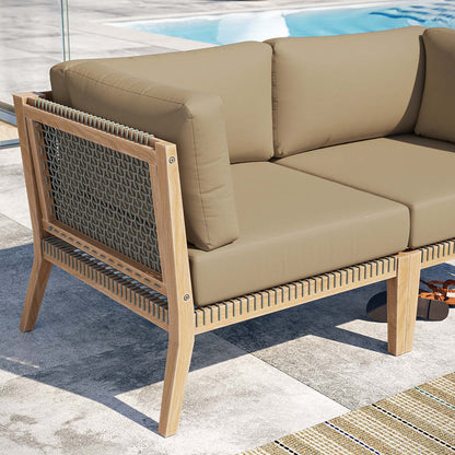 Clearwater Outdoor Patio Teak Wood Loveseat - Gray Light Brown