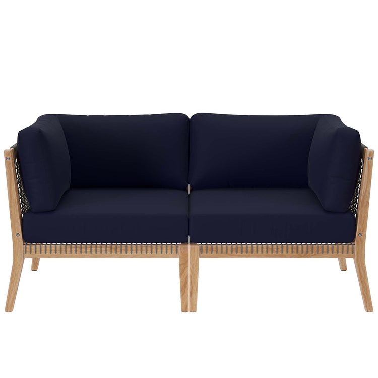 Clearwater Outdoor Patio Teak Wood Loveseat - Gray Navy