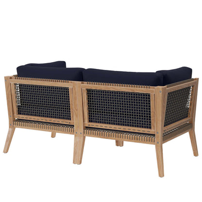 Clearwater Outdoor Patio Teak Wood Loveseat - Gray Navy