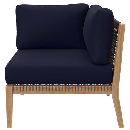 Clearwater Outdoor Patio Teak Wood Loveseat - Gray Navy