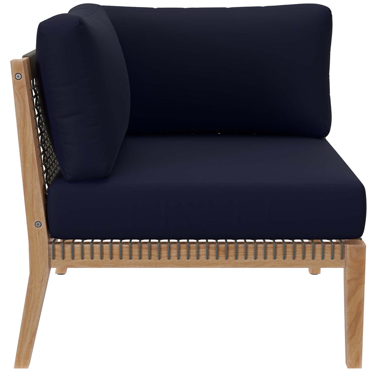 Clearwater Outdoor Patio Teak Wood Loveseat - Gray Navy