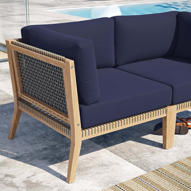 Clearwater Outdoor Patio Teak Wood Loveseat - Gray Navy