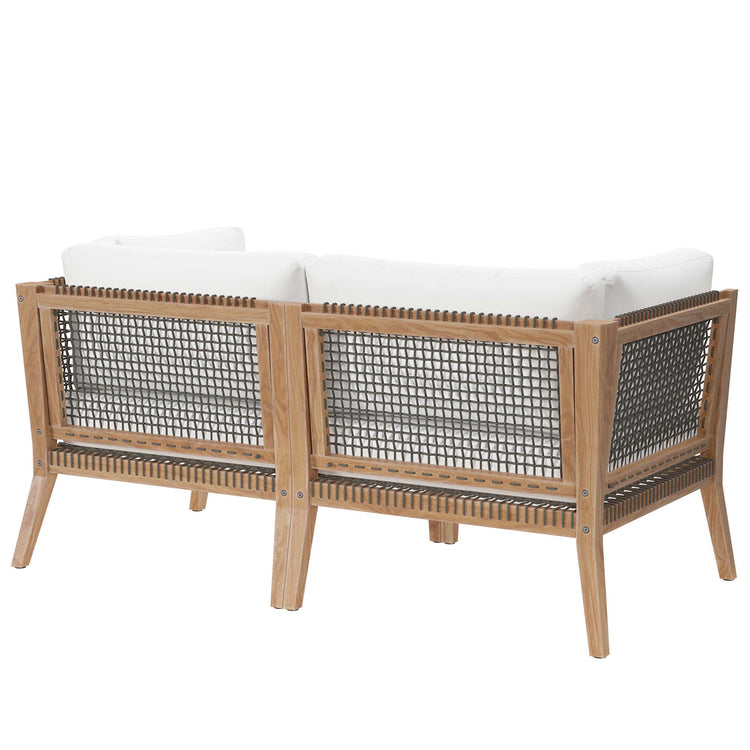 Clearwater Outdoor Patio Teak Wood Loveseat - Gray White