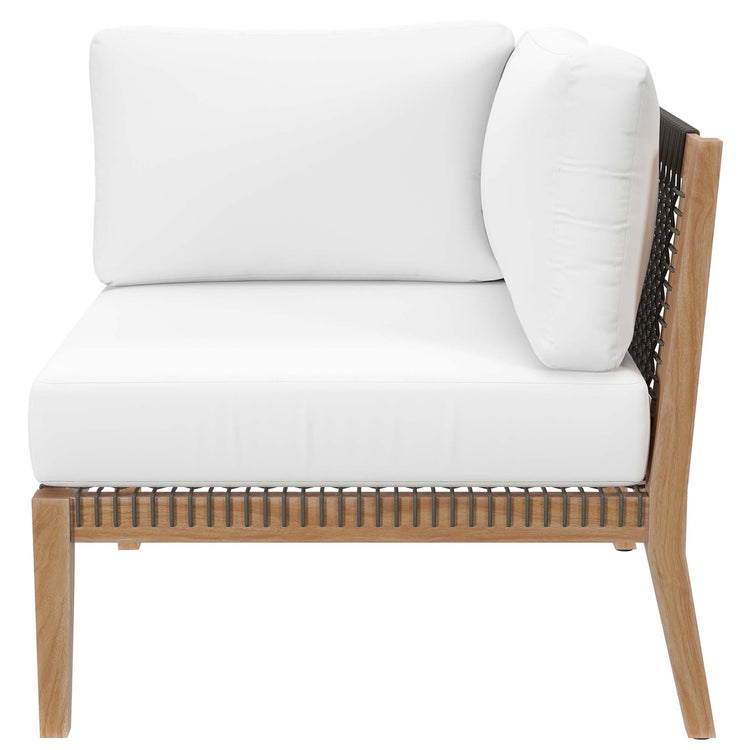 Clearwater Outdoor Patio Teak Wood Loveseat - Gray White