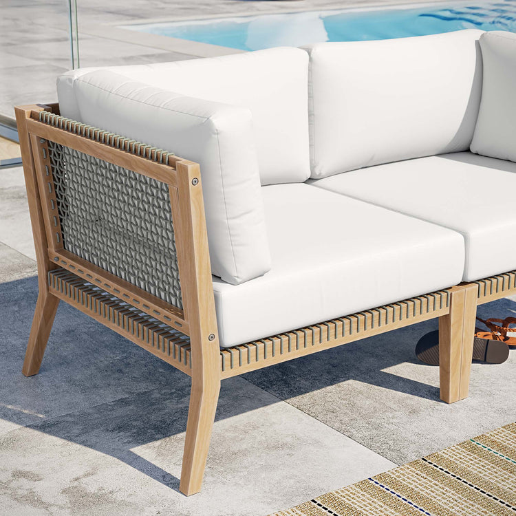 Clearwater Outdoor Patio Teak Wood Loveseat - Gray White