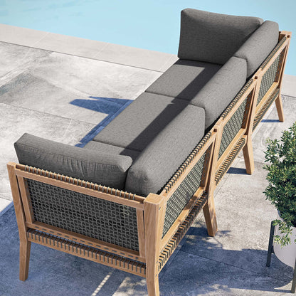 Clearwater Outdoor Patio Teak Wood Sofa - Gray Graphite