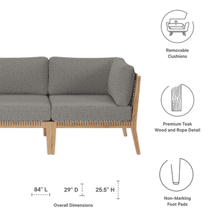 Clearwater Outdoor Patio Teak Wood Sofa - Gray Graphite