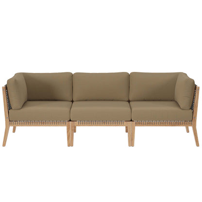 Clearwater Outdoor Patio Teak Wood Sofa - Gray Light Brown
