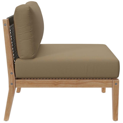 Clearwater 4-Piece Outdoor Patio Teak Wood Sectional Sofa - Gray Light Brown