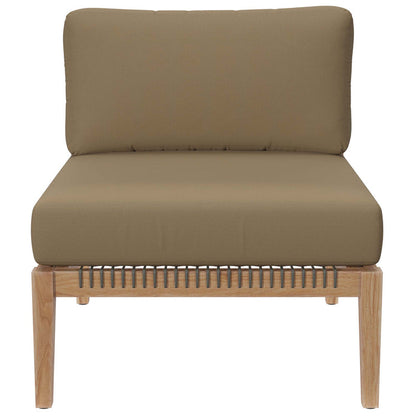 Clearwater 4-Piece Outdoor Patio Teak Wood Sectional Sofa - Gray Light Brown