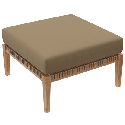 Clearwater 4-Piece Outdoor Patio Teak Wood Sectional Sofa - Gray Light Brown